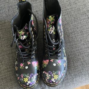 Floral Black Women's Boots